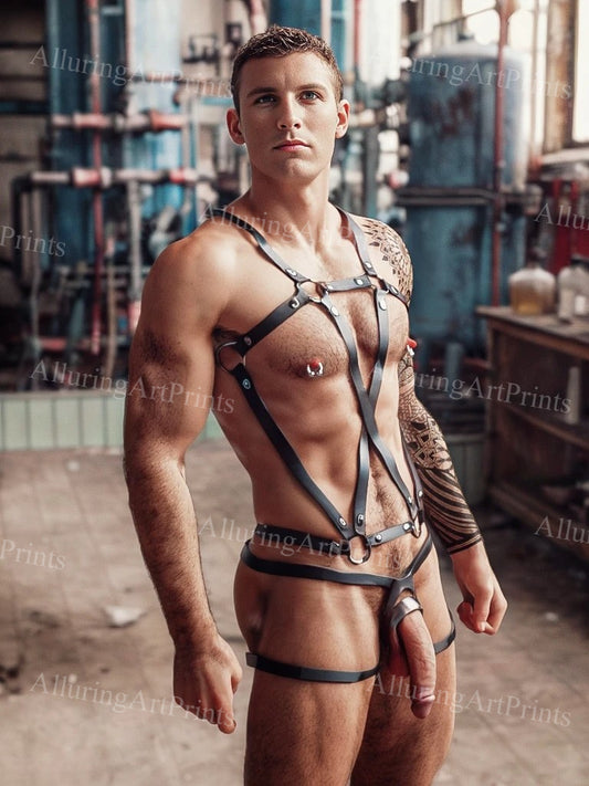 Nude Male Model Muscular Digital Art AI Fantasy - 22A