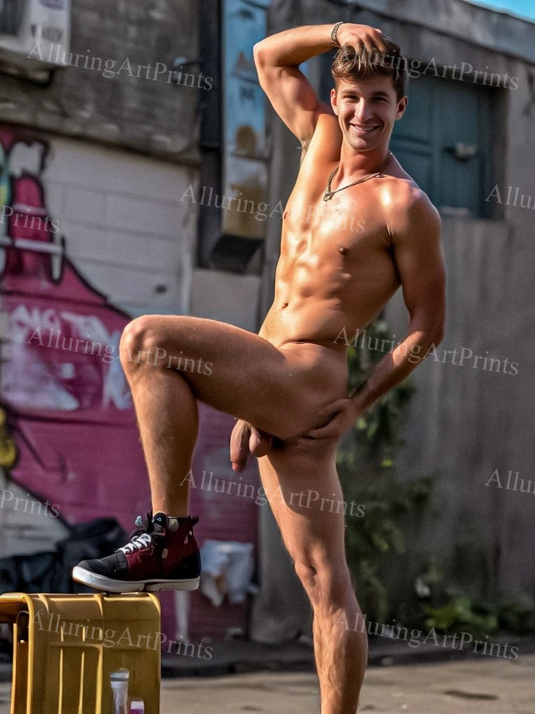 Nude Male Model Muscular Digital Art AI Fantasy - 24A