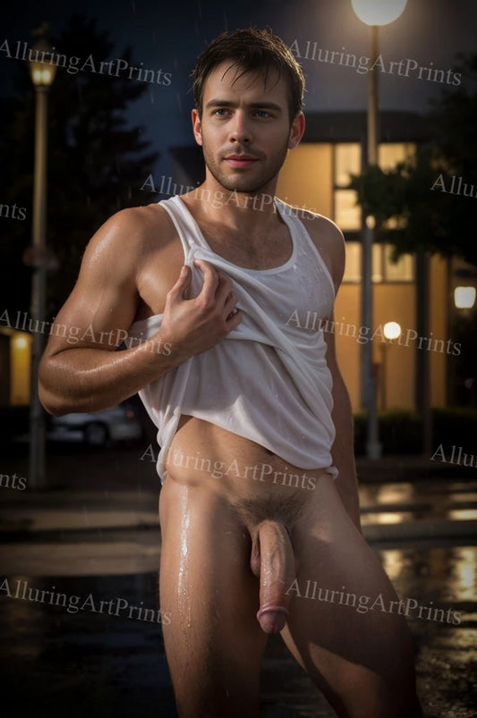 Nude Male Model Muscular Digital Art AI Fantasy - 48A