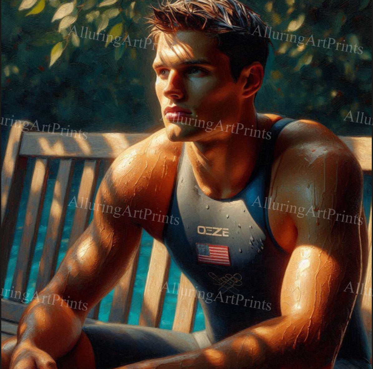 Male Model Muscular Digital Art AI Fantasy - 537A