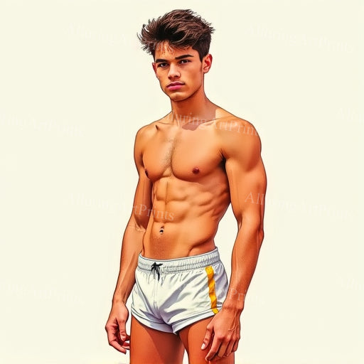 Male Model Muscular Digital Art AI Fantasy - 544A