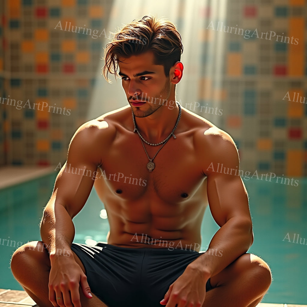 Male Model Muscular Digital Art AI Fantasy - 60A