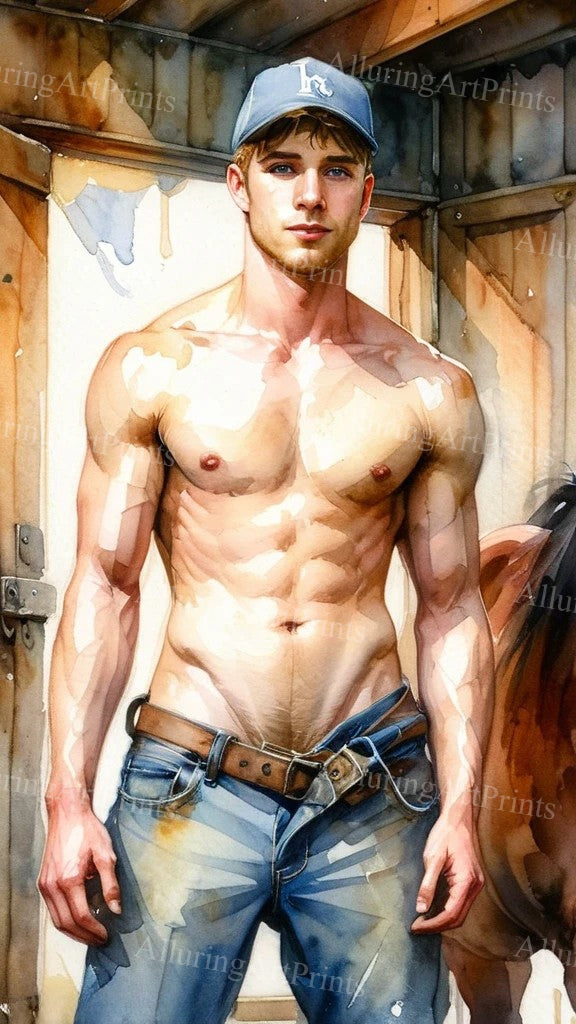 Male Model Muscular Digital Art AI Fantasy - 79A
