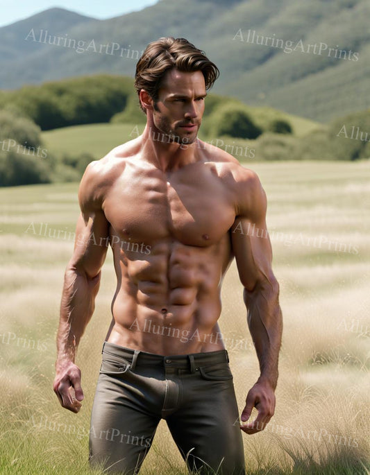 Male Model Muscular Digital Art AI Fantasy - A828