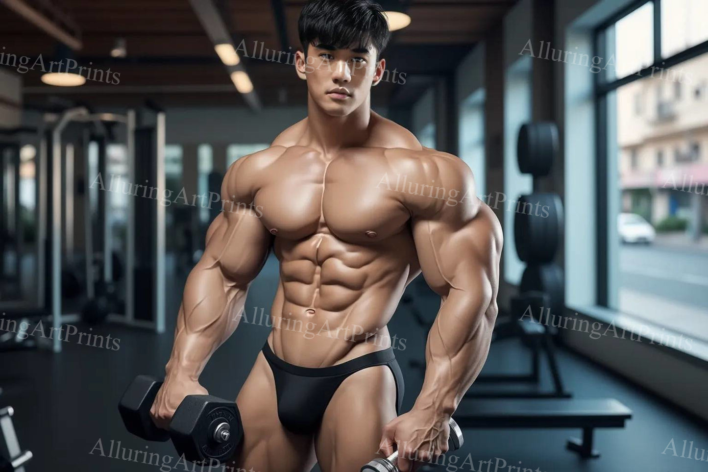 Male Model Muscular Digital Art AI Fantasy - 82A