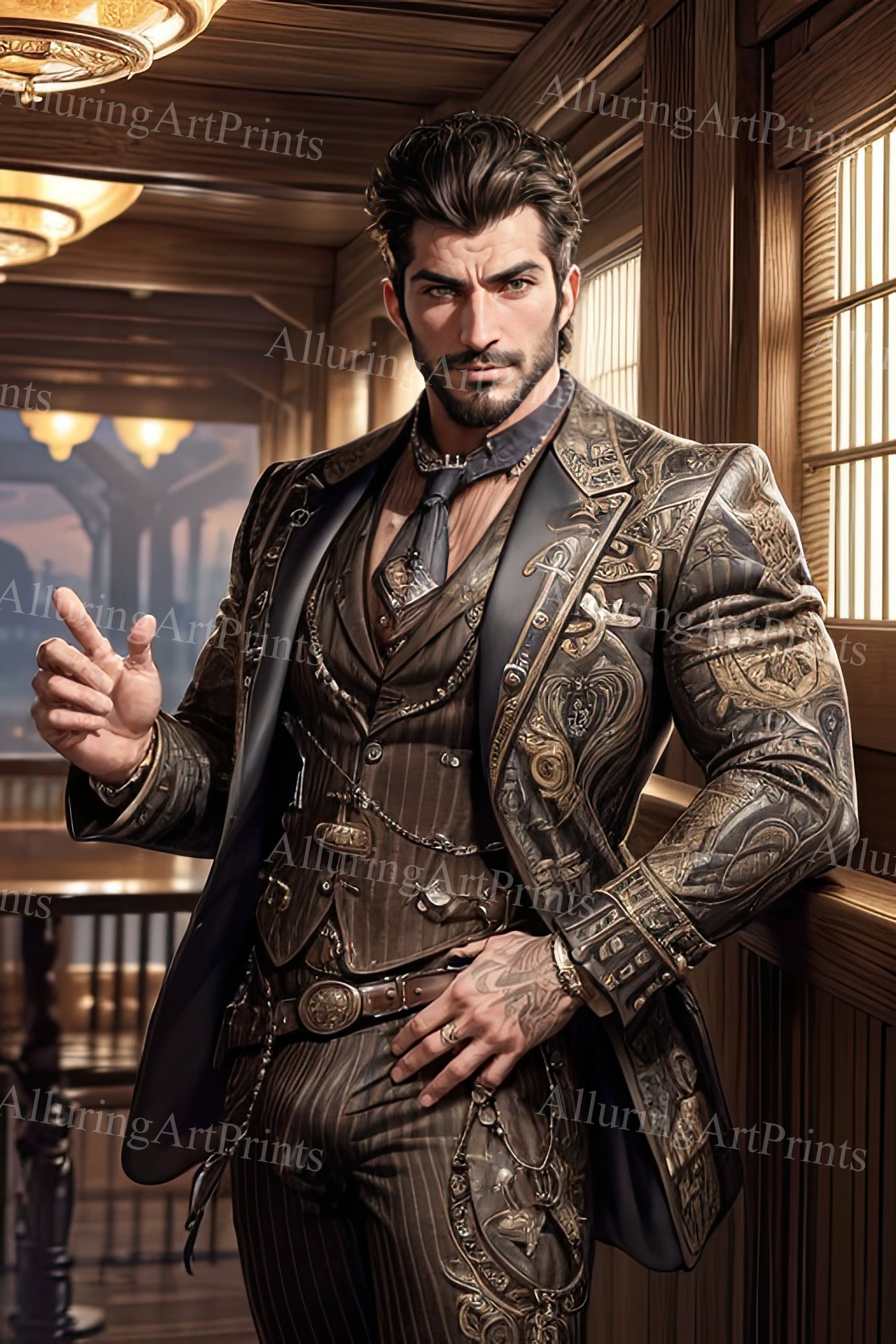 Male Model Muscular Digital Art AI Fantasy - A847