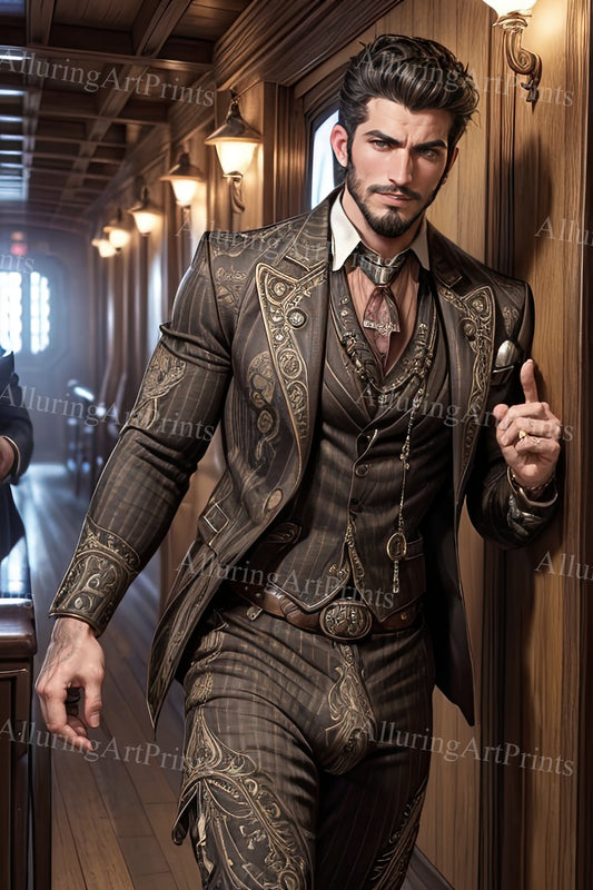 Male Model Muscular Digital Art AI Fantasy - A851