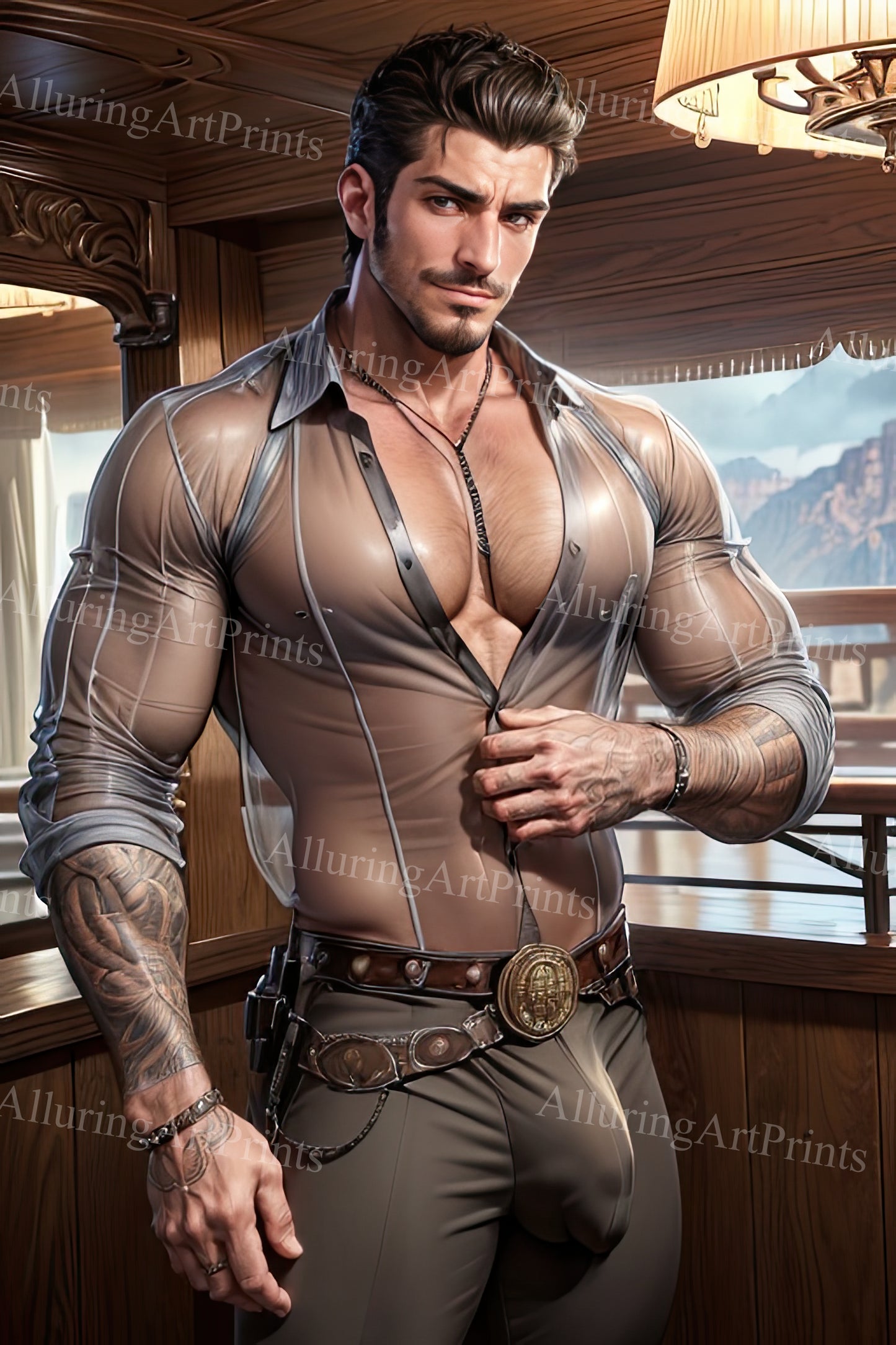 Male Model Muscular Digital Art AI Fantasy - A856