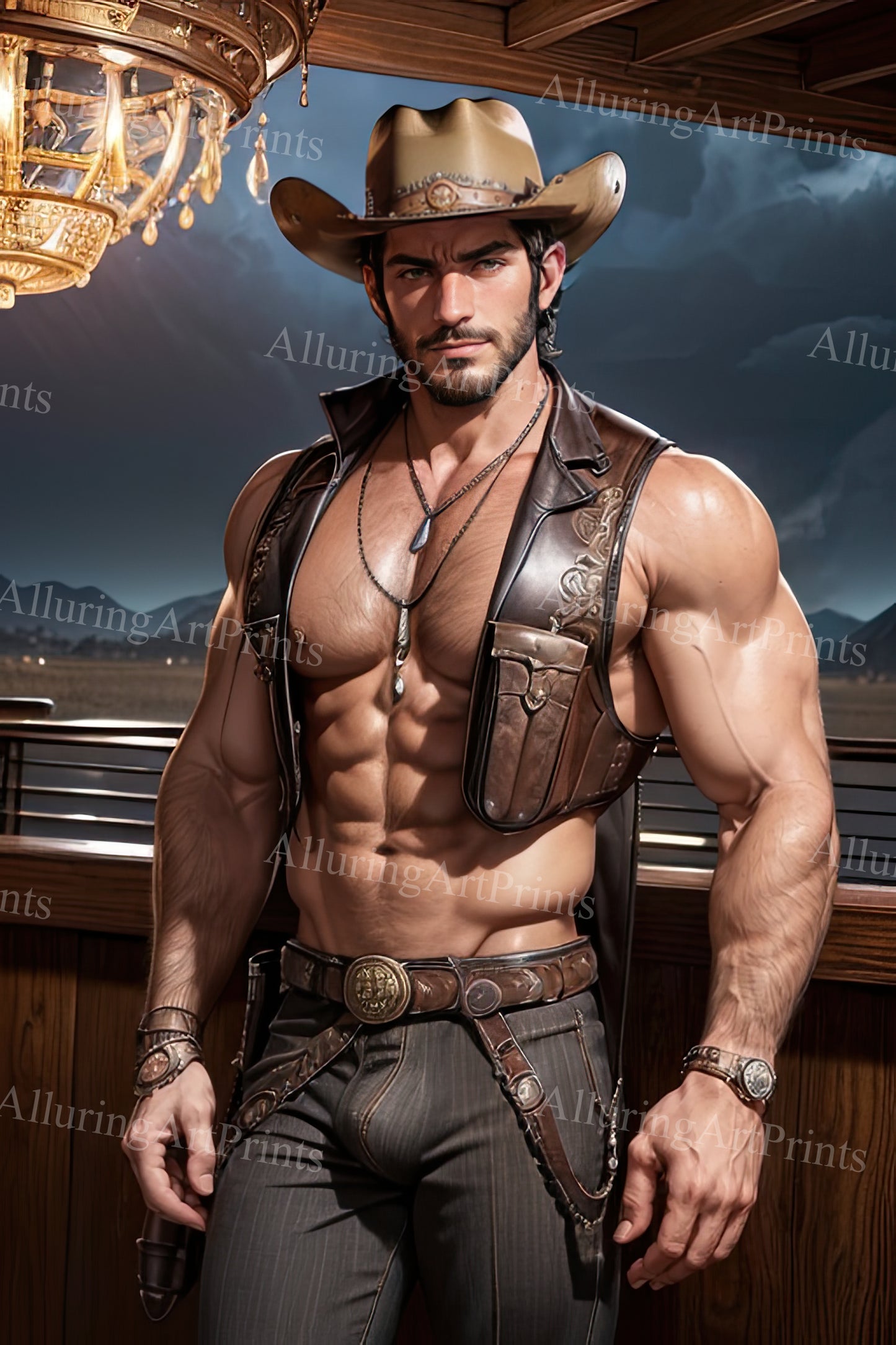 Male Model Muscular Digital Art AI Fantasy - A857