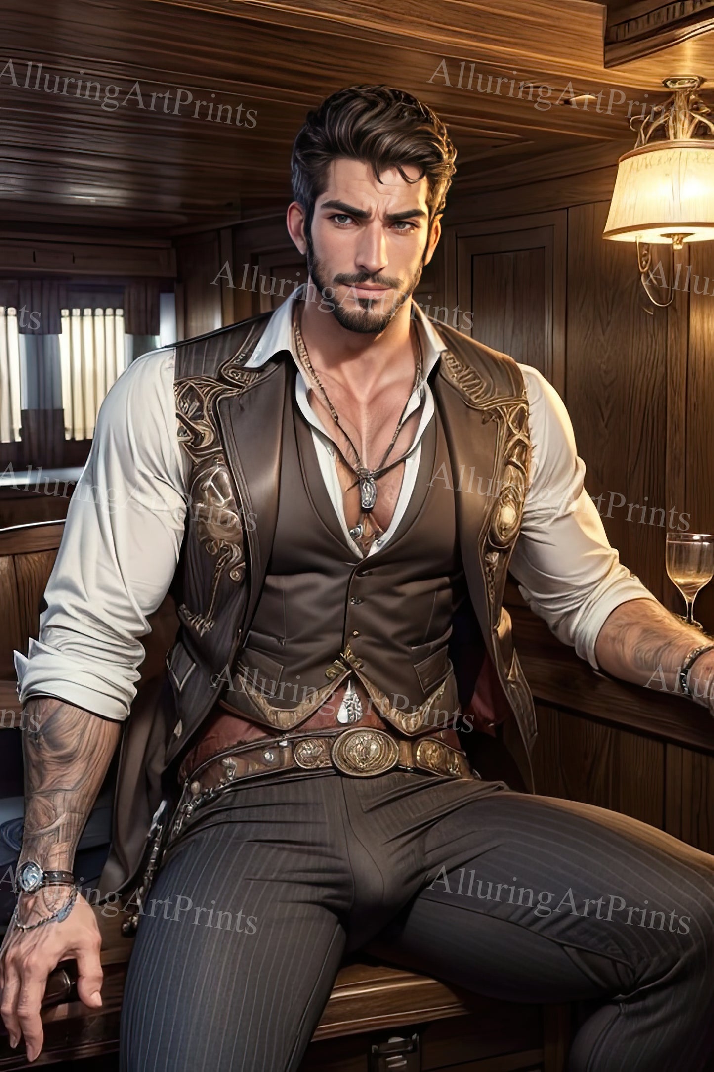 Male Model Muscular Digital Art AI Fantasy - A858