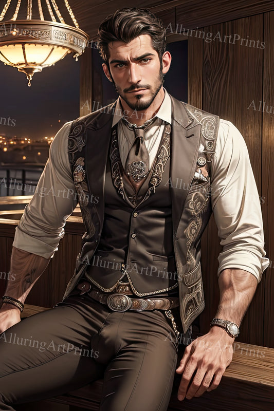 Male Model Muscular Digital Art AI Fantasy - A859