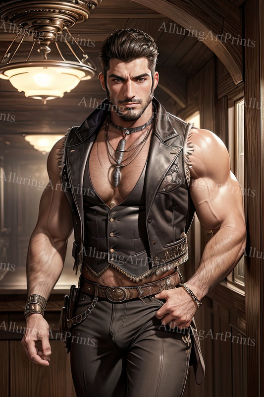 Male Model Muscular Digital Art AI Fantasy - A864