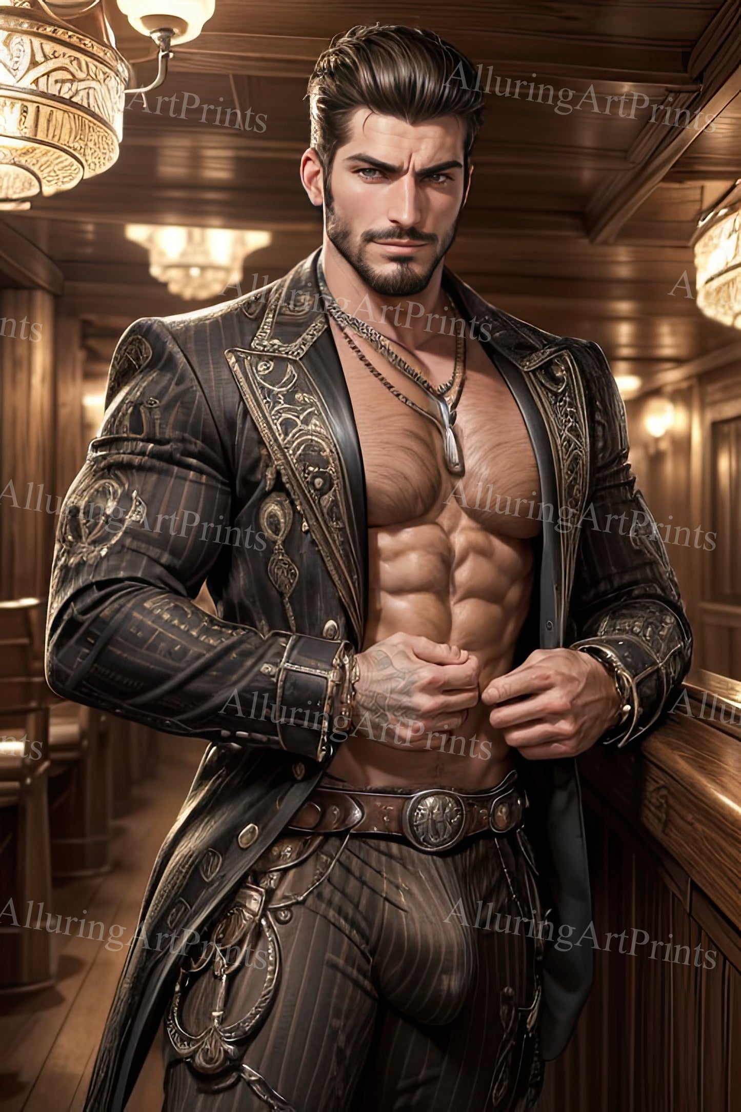 Male Model Muscular Digital Art AI Fantasy - A865