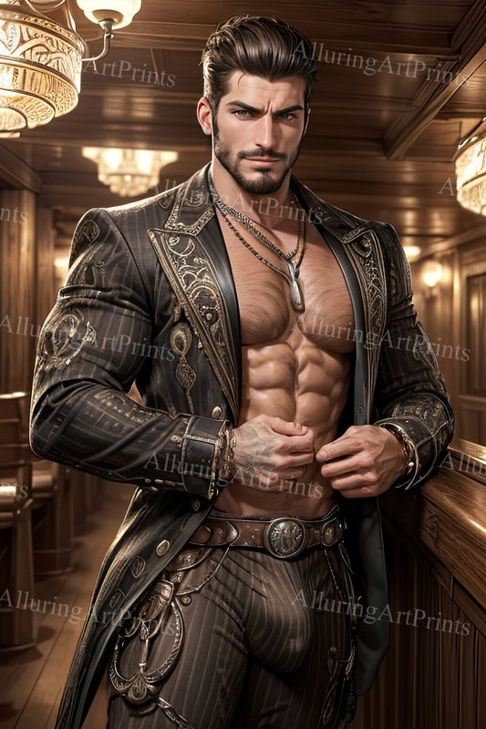 Male Model Muscular Digital Art AI Fantasy - A865
