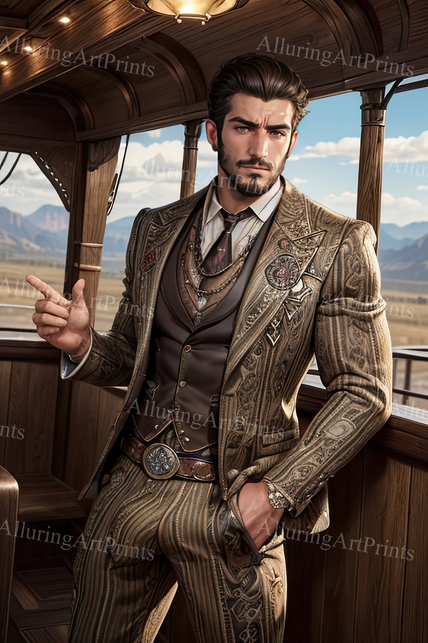 Male Model Muscular Digital Art AI Fantasy - A866