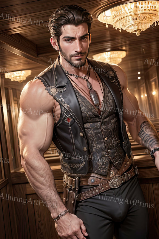 Male Model Muscular Digital Art AI Fantasy - A867