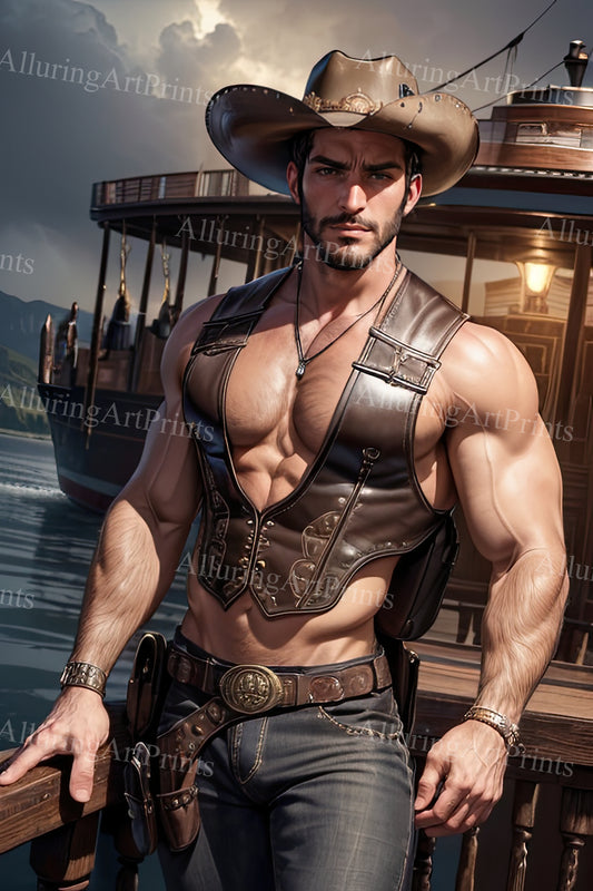 Male Model Muscular Digital Art AI Fantasy - A868