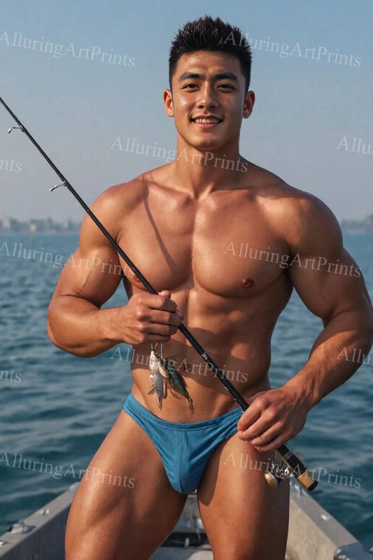 Male Model Muscular Digital Art AI Fantasy - 87A