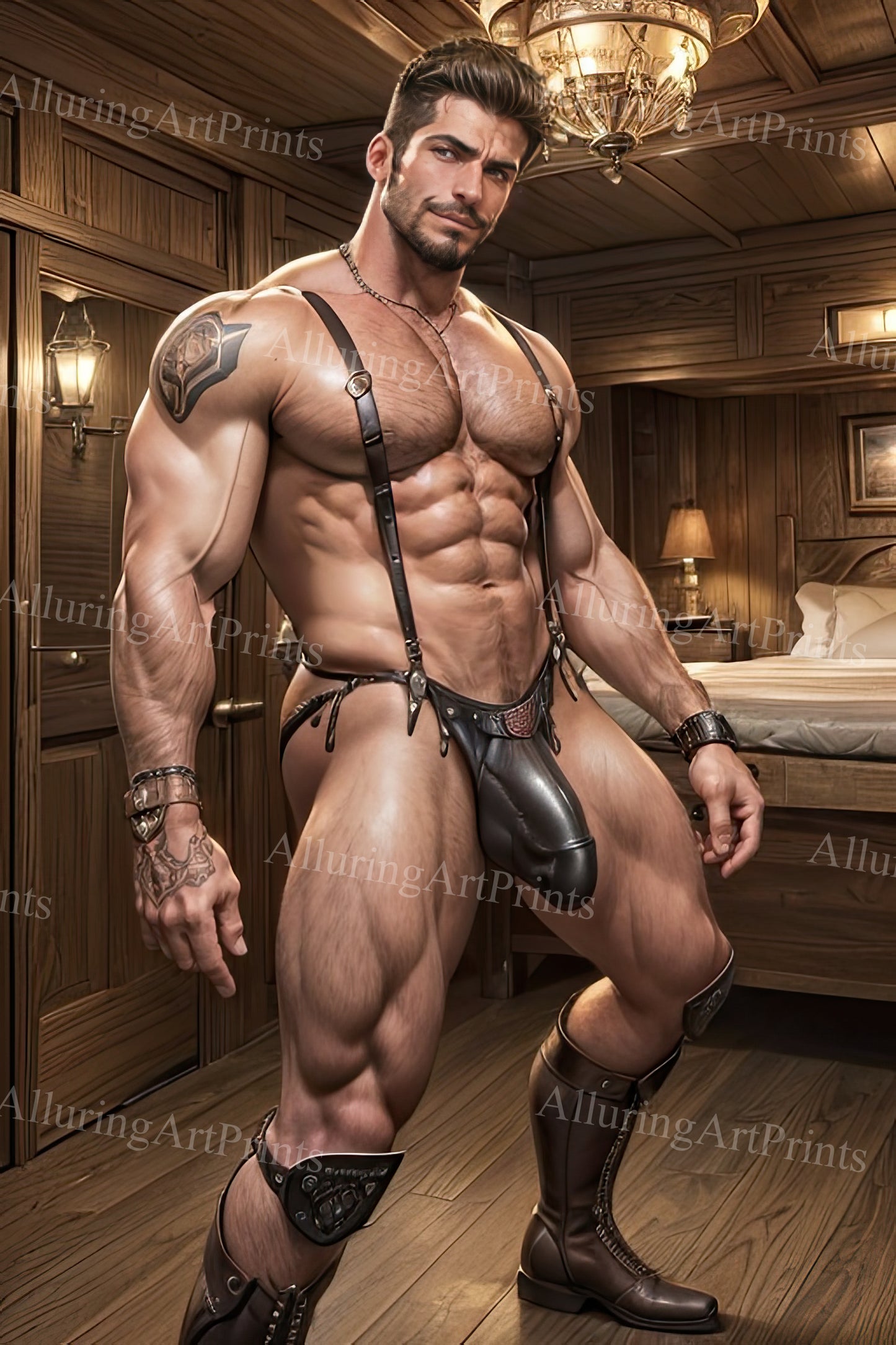 Male Model Muscular Digital Art AI Fantasy - A875