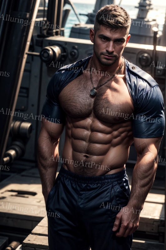 Male Model Muscular Digital Art AI Fantasy - A883