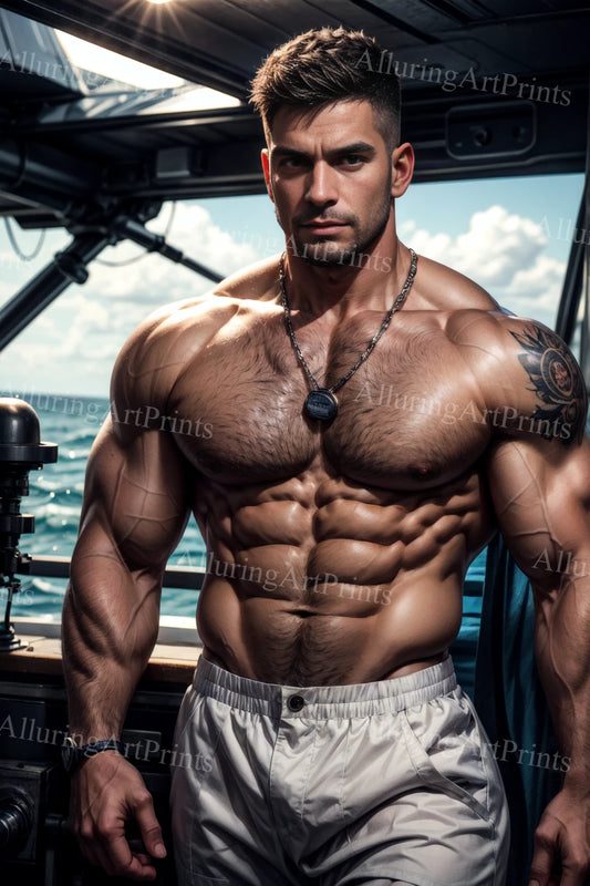 Male Model Muscular Digital Art AI Fantasy - A888