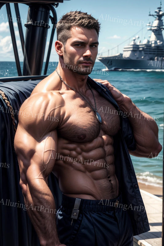 Male Model Muscular Digital Art AI Fantasy - A890
