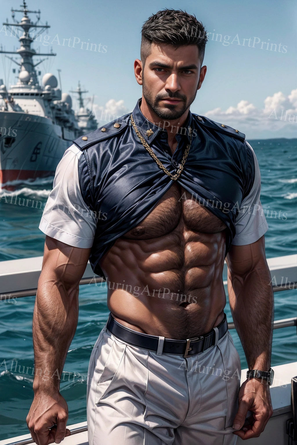 Male Model Muscular Digital Art AI Fantasy - A898