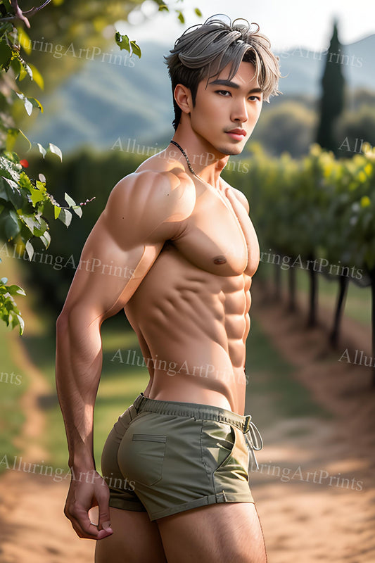Male Model Muscular Digital Art AI Fantasy - 93A