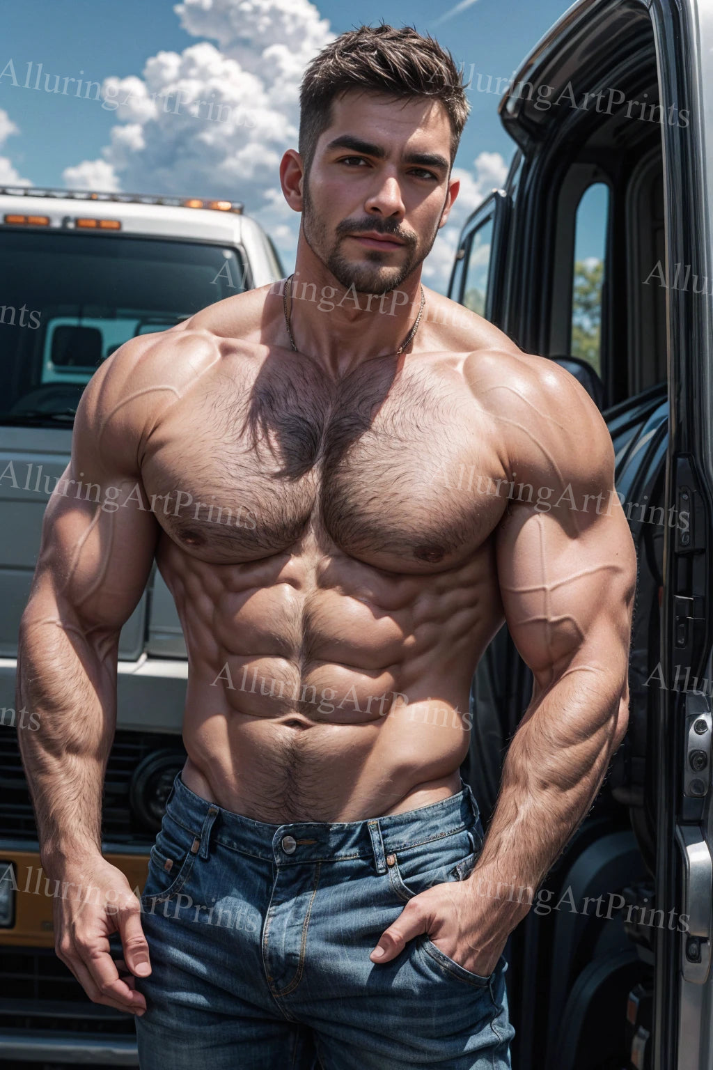 Male Model Muscular Digital Art AI Fantasy - A930