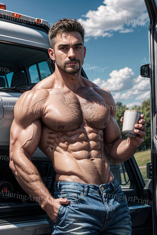 Male Model Muscular Digital Art AI Fantasy - A931