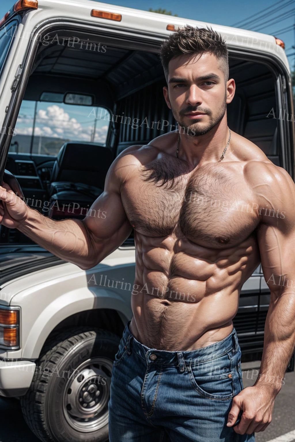 Male Model Muscular Digital Art AI Fantasy - A939