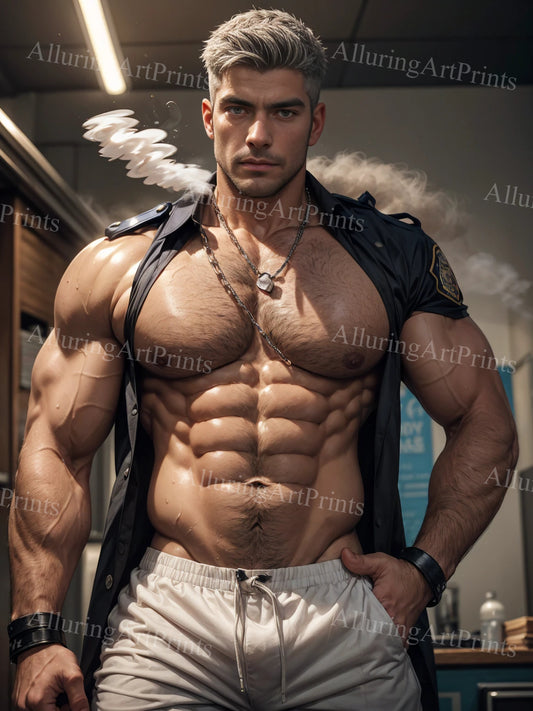 Male Model Muscular Digital Art AI Fantasy - A944