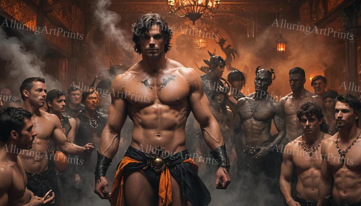 Male Model Muscular Digital Art AI Fantasy - A967