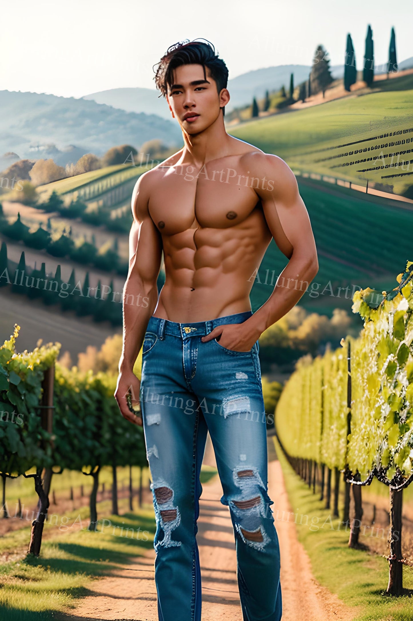 Male Model Muscular Digital Art AI Fantasy - 97A