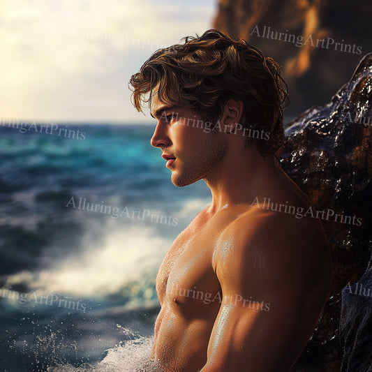 Male Model Muscular College Digital Art AI Fantasy - 1002B