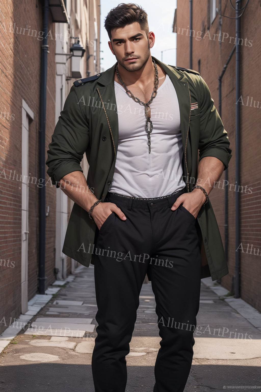 Male Model Muscular Digital Art AI Fantasy - 101B