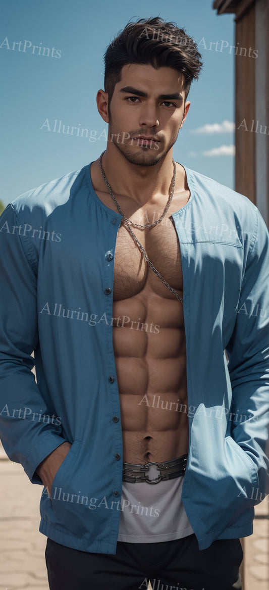 Male Model Muscular Digital Art AI Fantasy - 104B