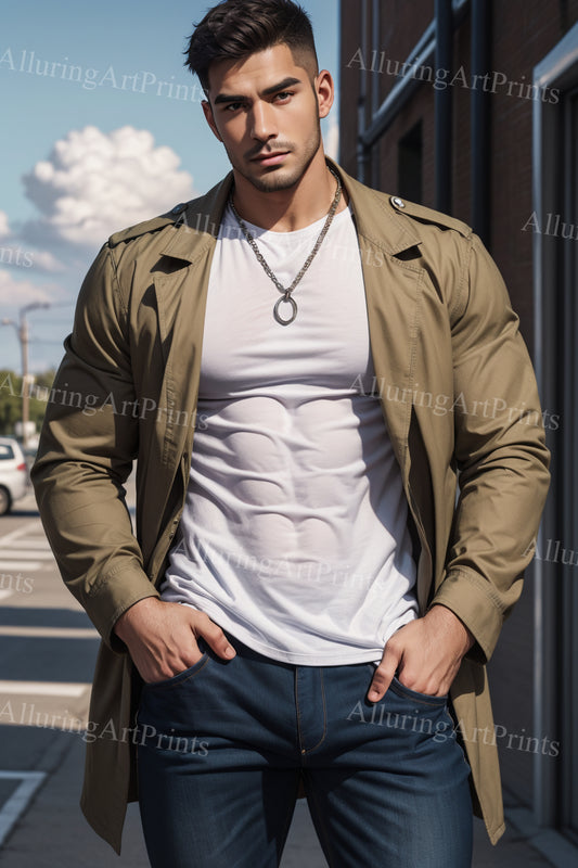 Male Model Muscular Digital Art AI Fantasy - 106B