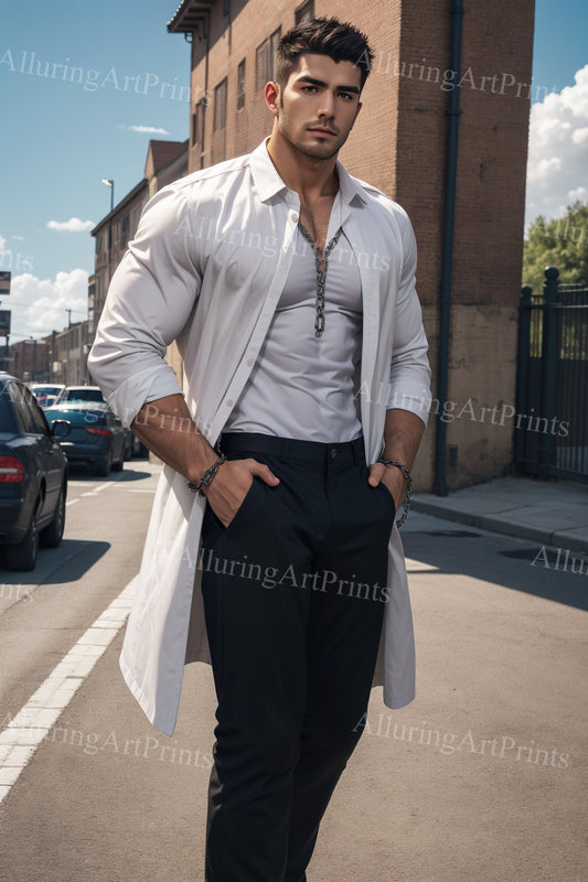 Male Model Muscular Digital Art AI Fantasy - 107B