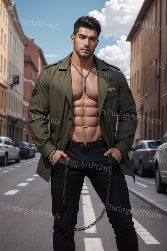 Male Model Muscular Digital Art AI Fantasy - 108B