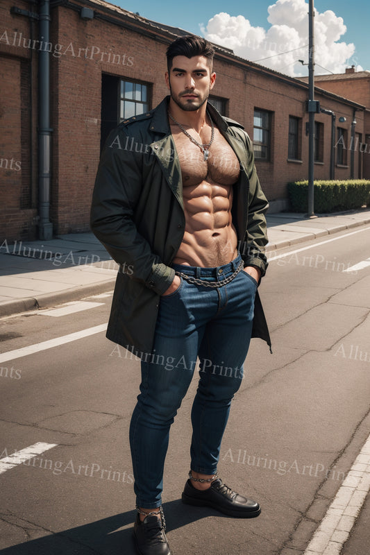 Male Model Muscular Digital Art AI Fantasy - 109B