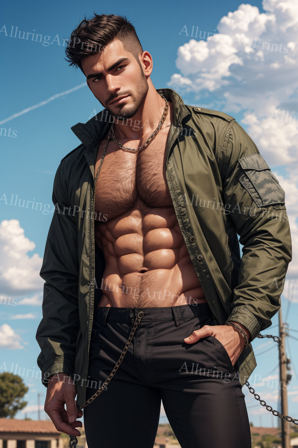 Male Model Muscular Digital Art AI Fantasy - 116B