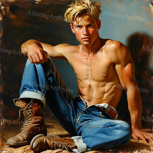 Male Model Muscular Digital Art AI Fantasy - 12B
