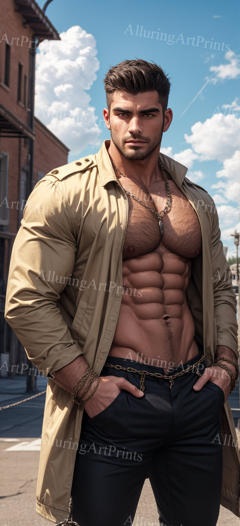 Male Model Muscular Digital Art AI Fantasy - 126B