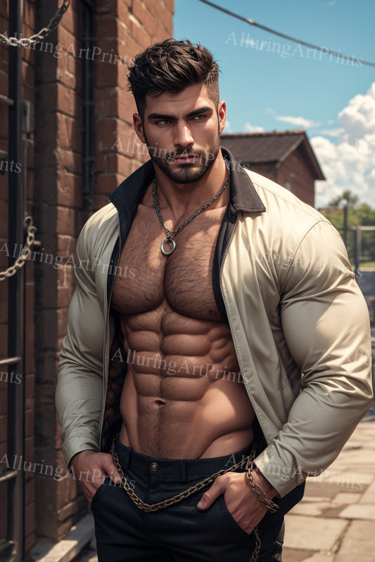 Male Model Muscular Digital Art AI Fantasy - 131B