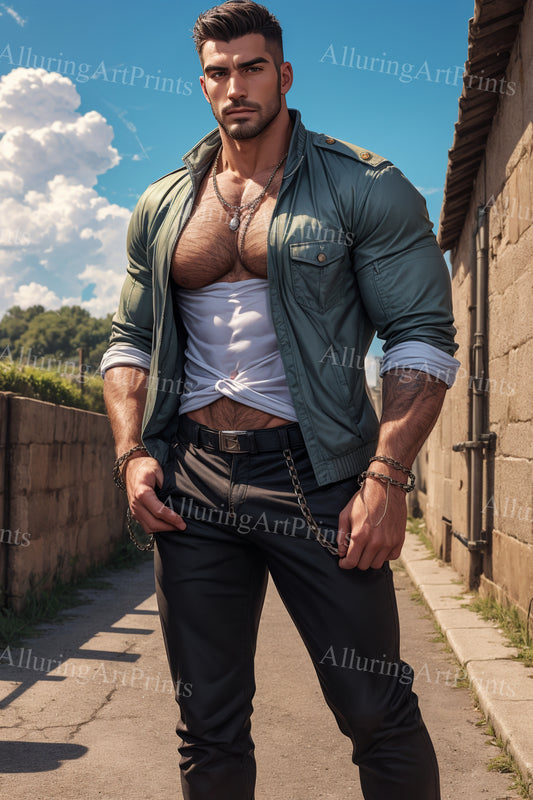 Male Model Muscular Digital Art AI Fantasy - 148B