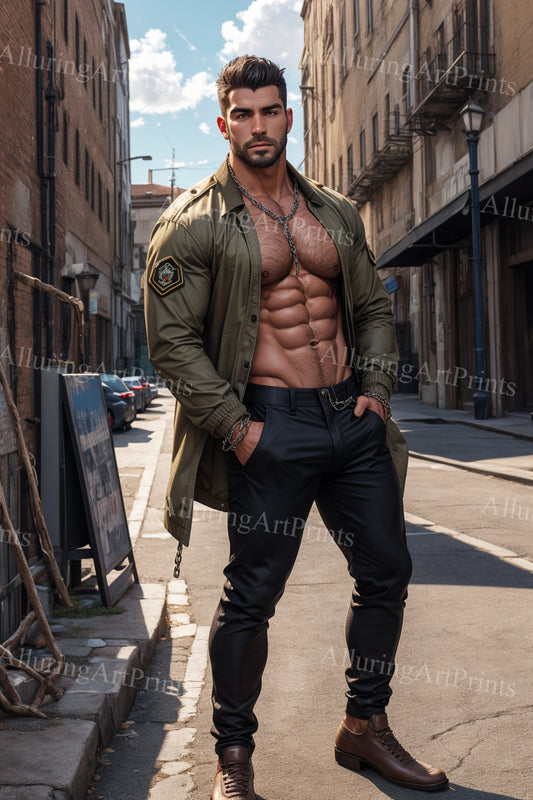 Male Model Muscular Digital Art AI Fantasy - 149B