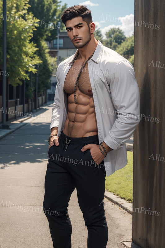 Male Model Muscular Digital Art AI Fantasy - 154B