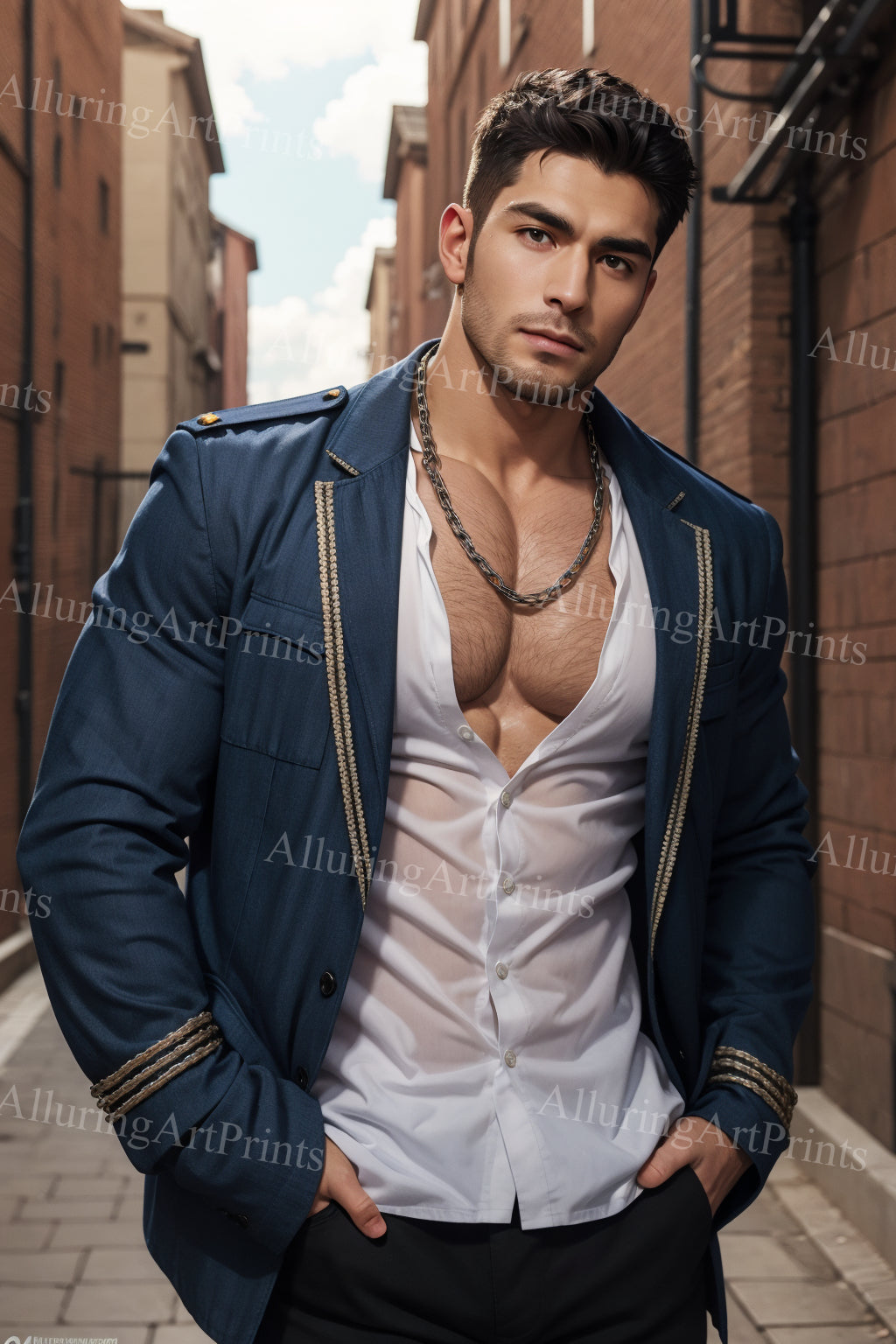 Male Model Muscular Digital Art AI Fantasy - 157B