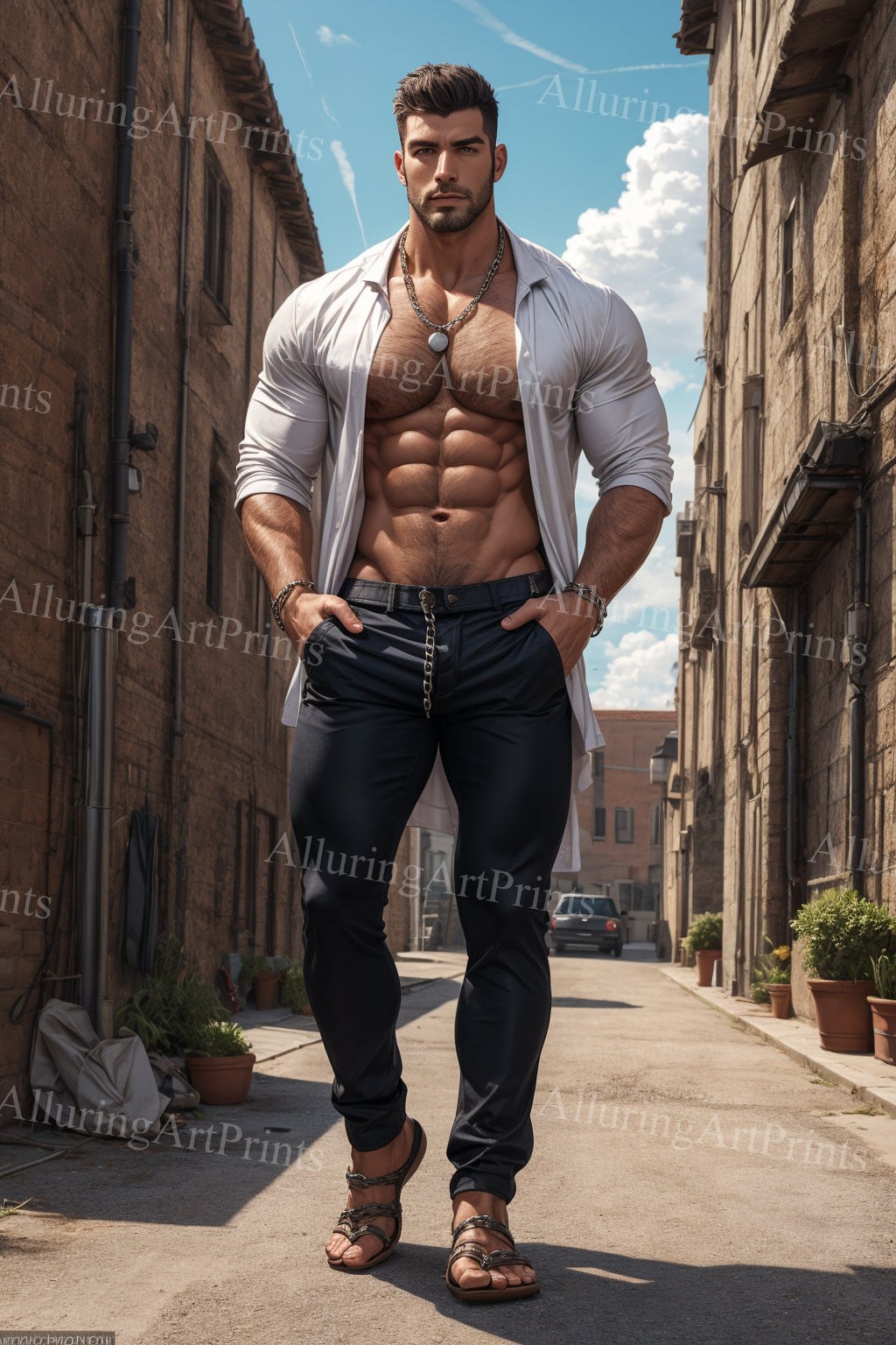 Male Model Muscular Digital Art AI Fantasy - 162B
